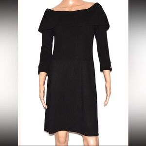 White House Black Market Black off the shoulder Silk‎ Wool Mini Dress Medium